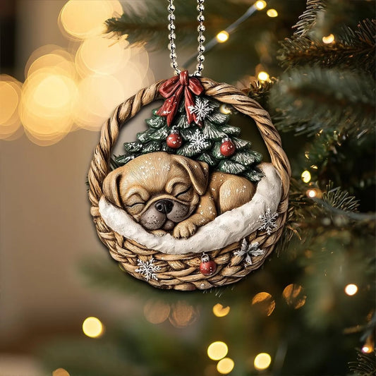 Puggle In Mini Baskets Ornament - MB019