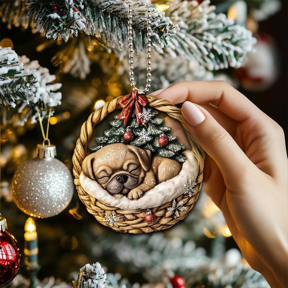 Puggle In Mini Baskets Ornament - MB019