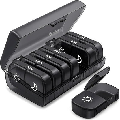 AM PM Weekly Pill Organizer – Travel-Friendly, Large Capacity & BPA-Free