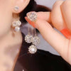 Zircon Round Petal Earrings