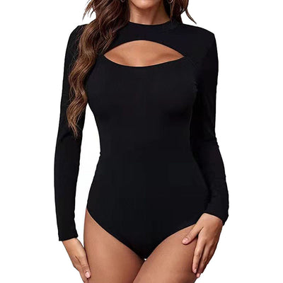 Cutout Front Long Sleeve Bodysuit