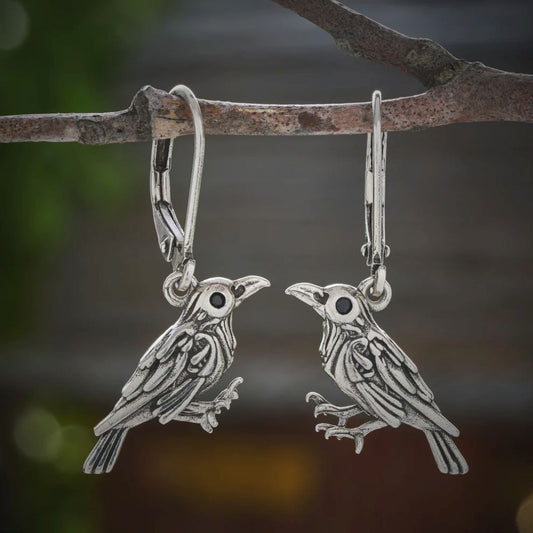 "Nevermore" Raven Leverback Earrings