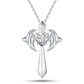 Birthstone Zirconia - Angel Wings Cross Necklace