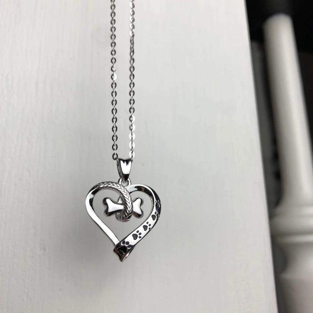 Bone Heart Paw Necklace