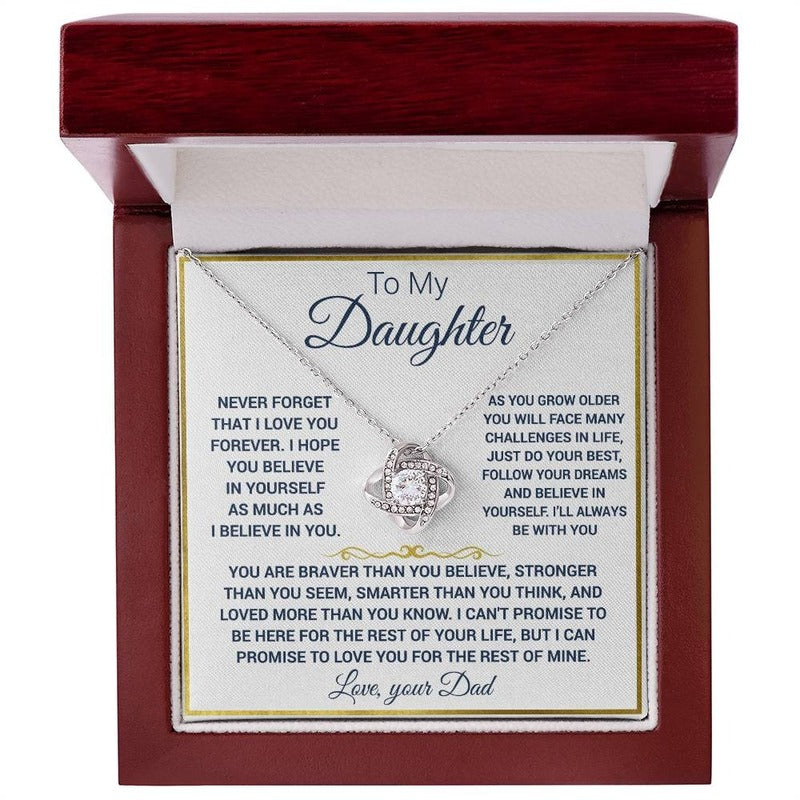 To my Daughter Love Knot Necklace