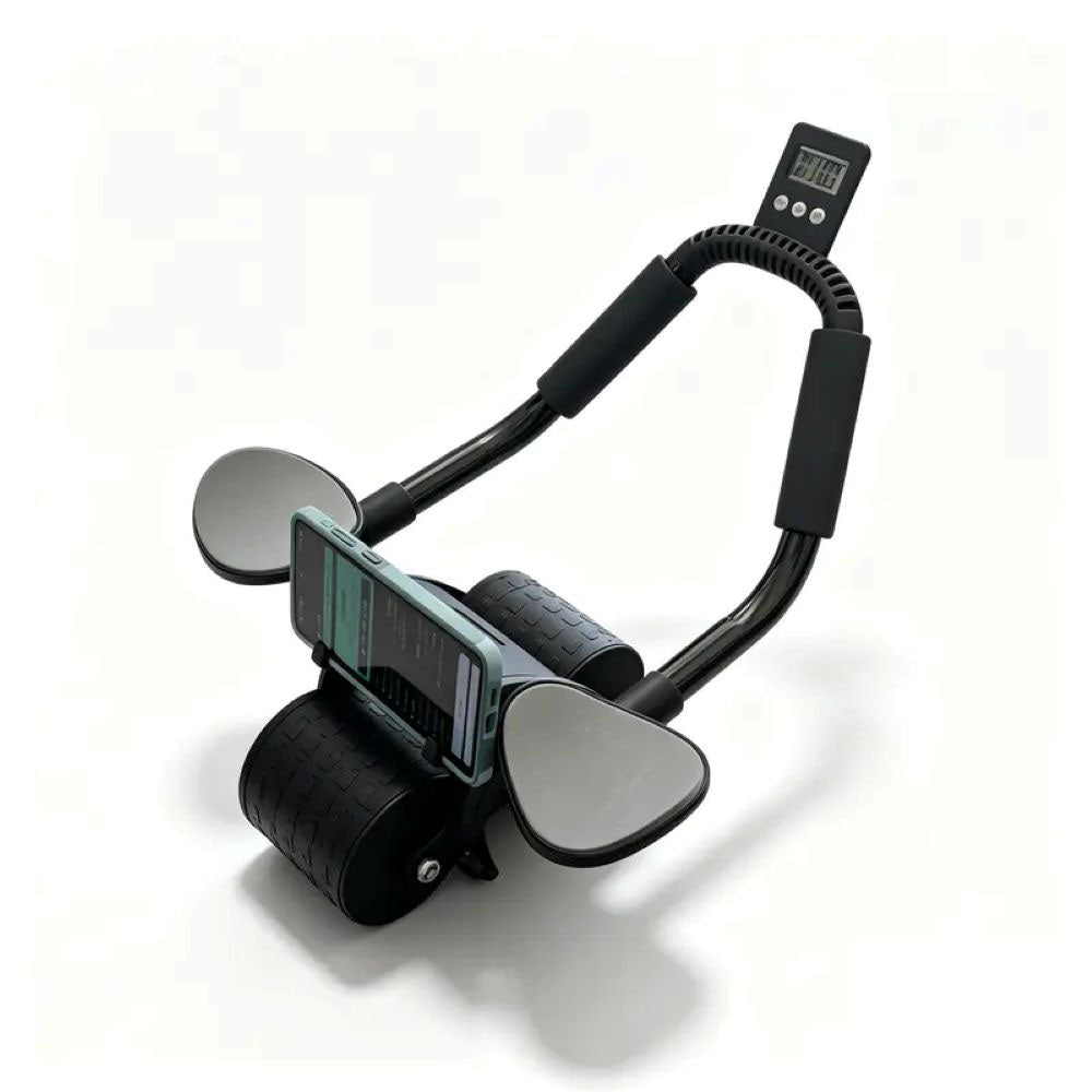 Automatic Rebound Ab Roller Wheel with Timer – Home Core Trainer with Stable Dual-Wheel Design