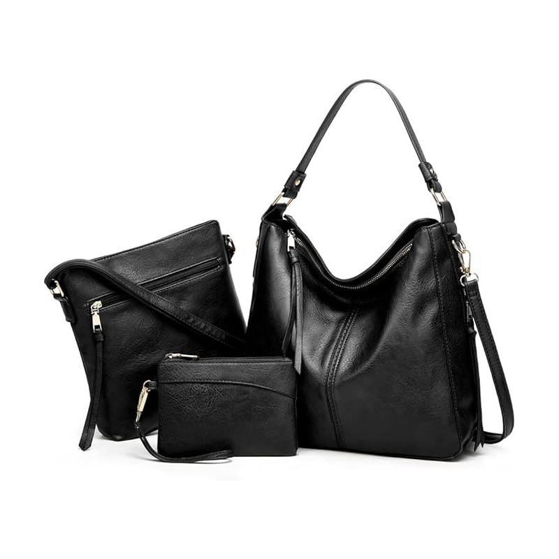 Luxury 3-Piece Leather Hobo Bag Set