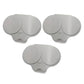 Three light gray silicone replacement earplugs arranged on a plain white background.