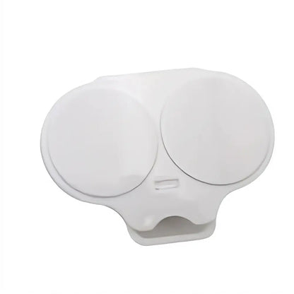 White plastic dual circular device cover with a small rectangular slot in the center, shown on a plain white background.