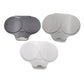 Three oval-shaped replacement lens covers for eyeglasses shown in dark gray, light gray, and white, arranged on a plain white background.