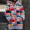 Colorful Cats Pattern Cozy Hooded Cardigan