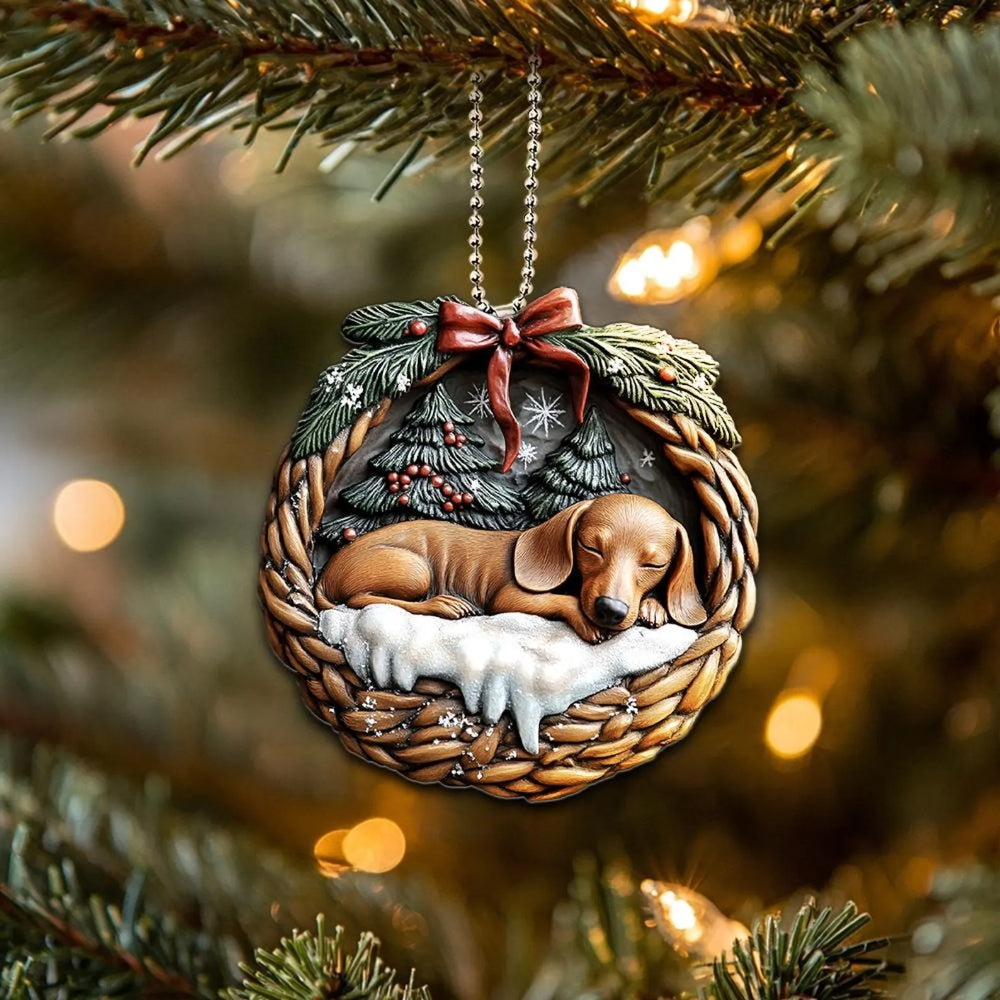 Dachshund In Mini Baskets Ornament - MB020