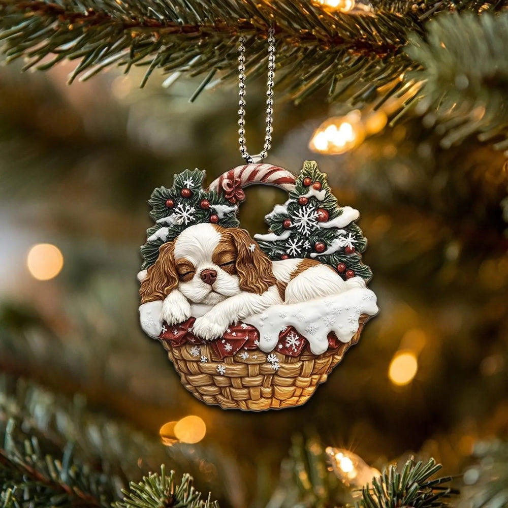 Cavalier King Charles Spaniel In Mini Baskets Ornament - MB022