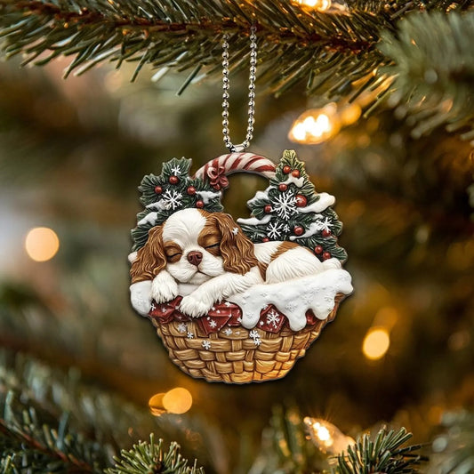 Cavalier King Charles Spaniel In Mini Baskets Ornament - MB022