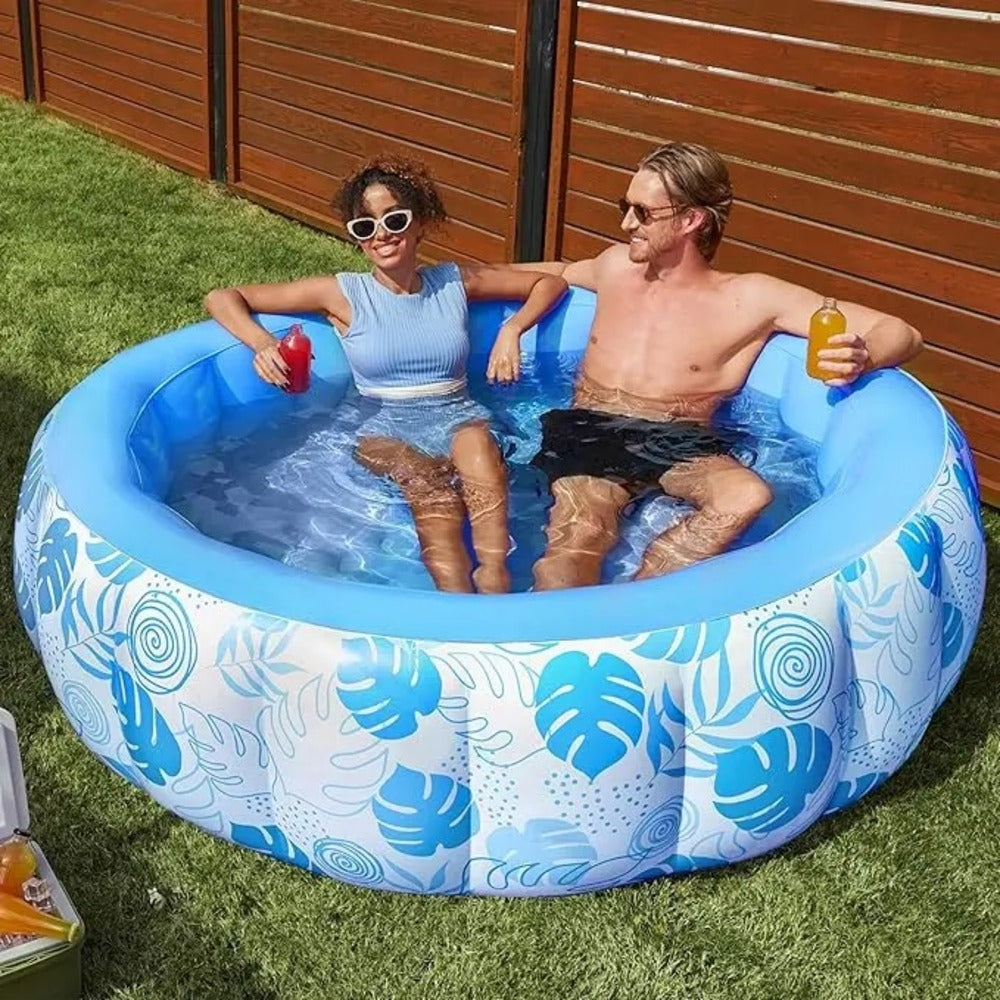 Inflatable Tanning Pool Lounge Float with Cup Holders