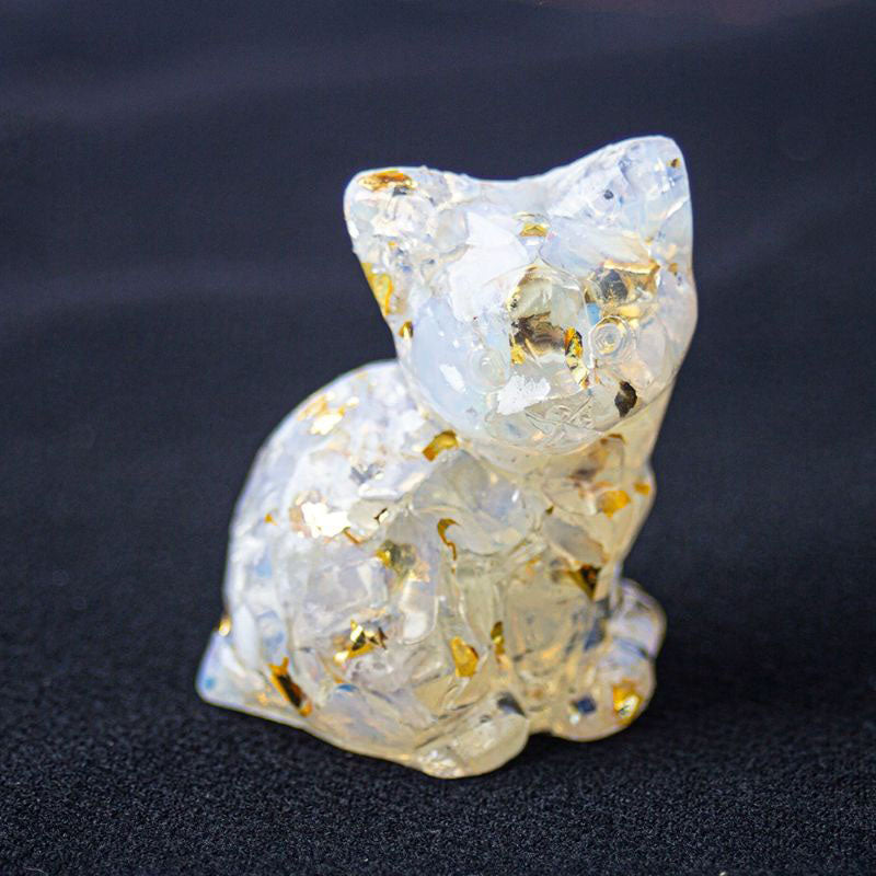 Handmade Natural Crystal Gemstone Sitting Cat