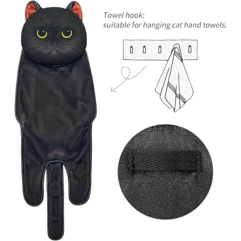 Adorable Cat Hand Towels - Black Cat