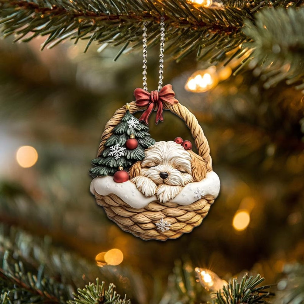 Havanese In Mini Baskets Ornament - MB025