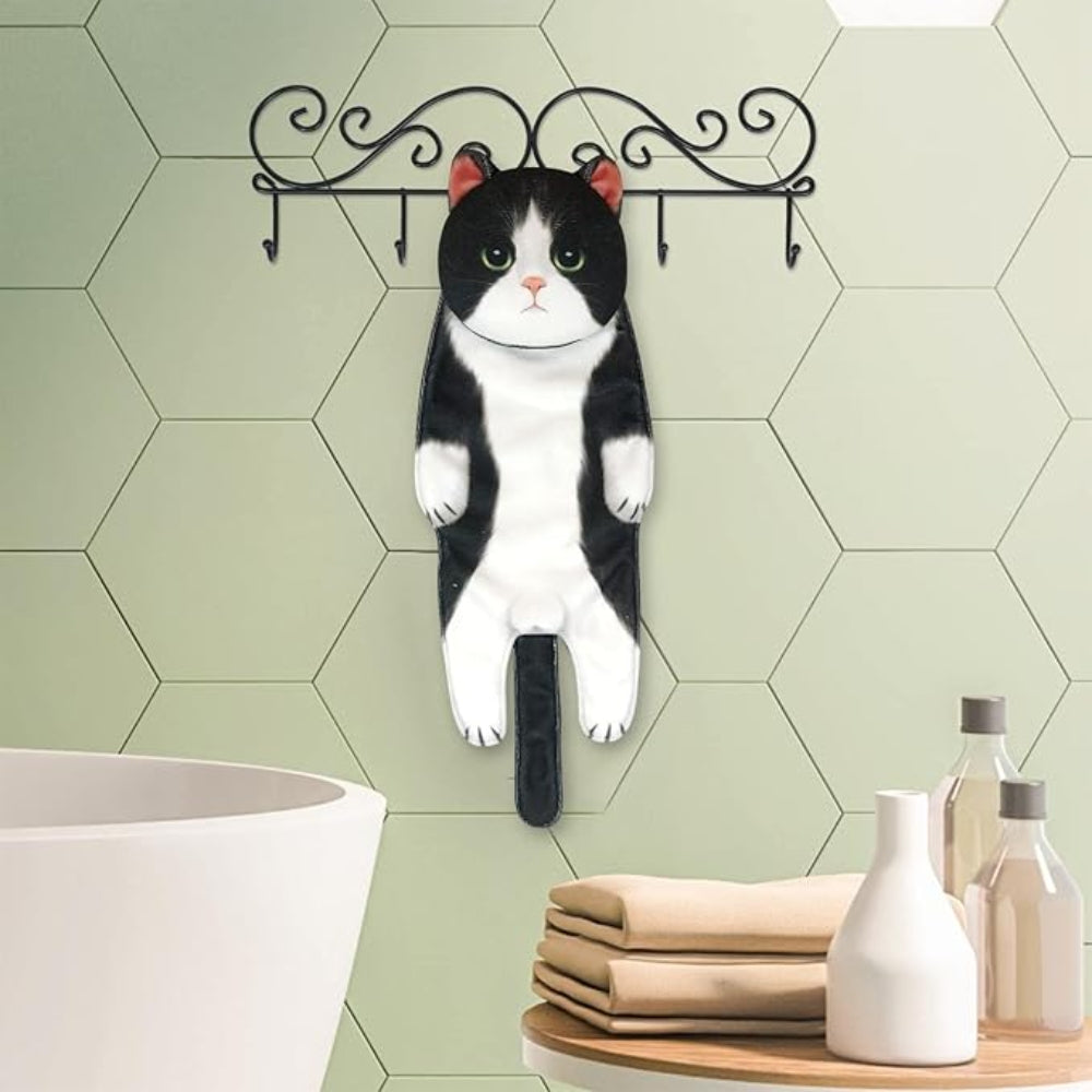 Adorable Cat Hand Towels - Tuxedo Cat