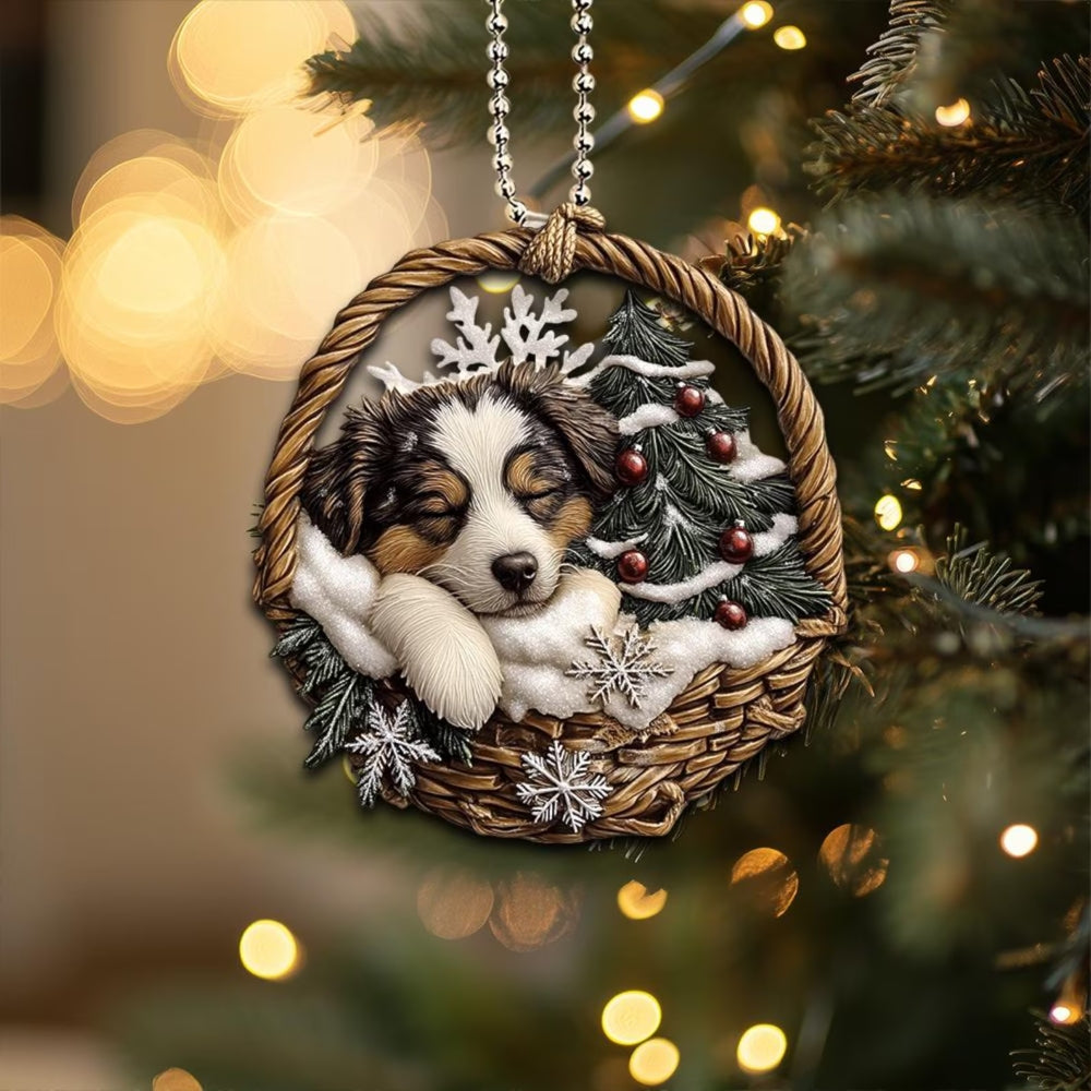 Australian Shepherd In Mini Baskets Ornament - MB027