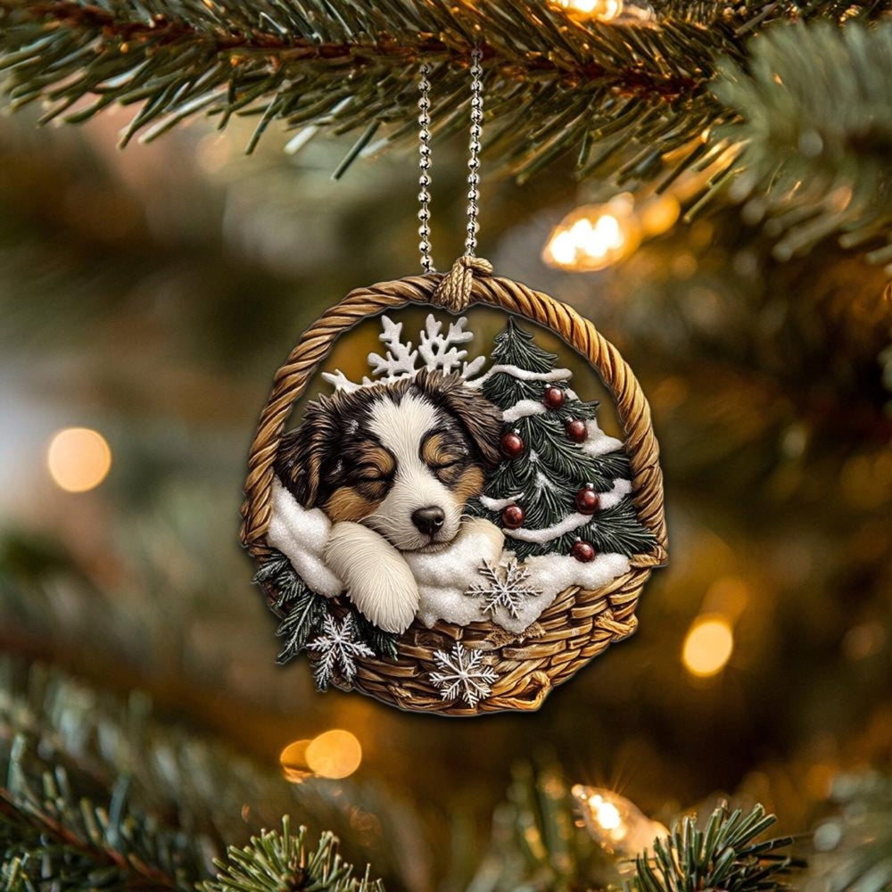 Australian Shepherd In Mini Baskets Ornament - MB027