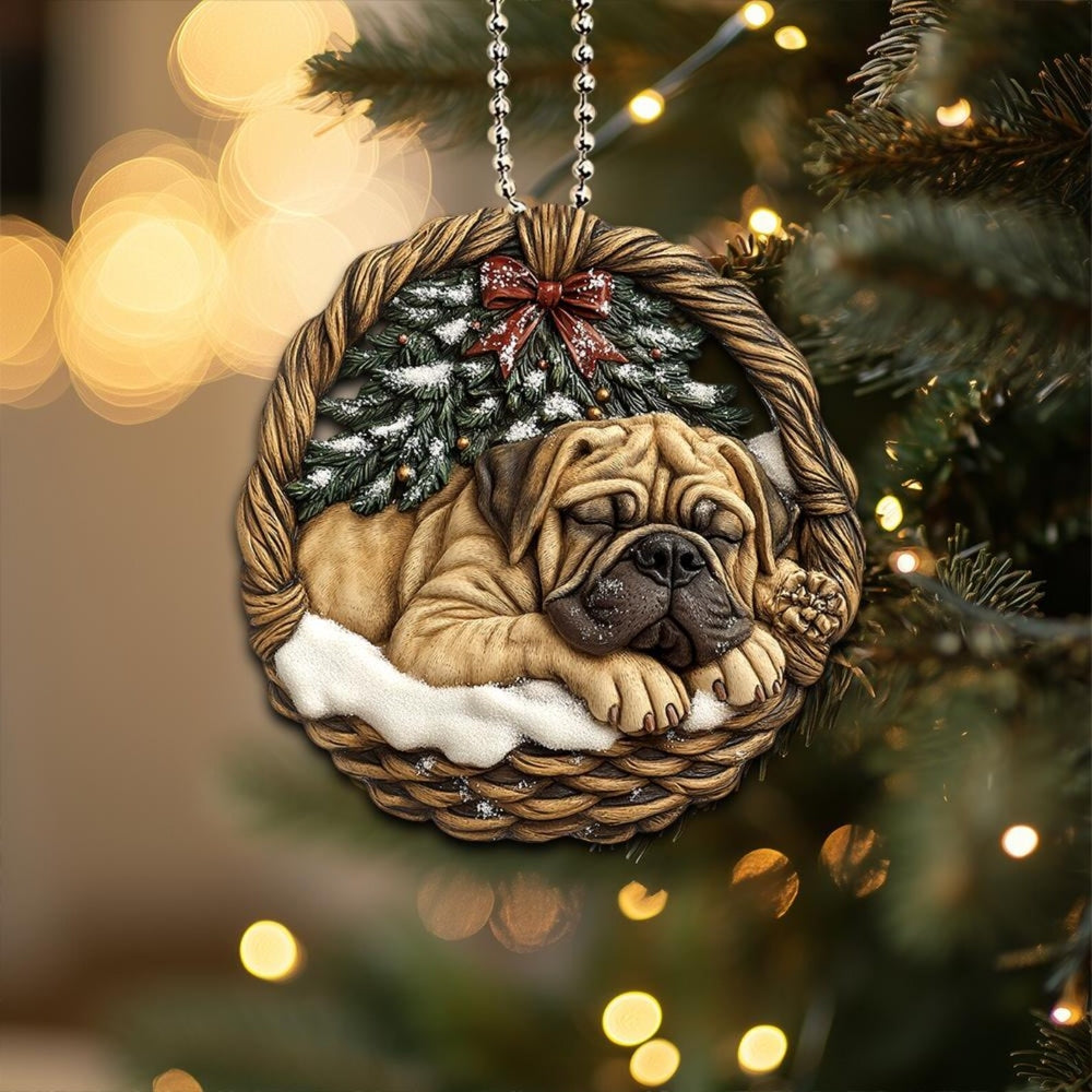 English Mastiff In Mini Baskets Ornament - MB028