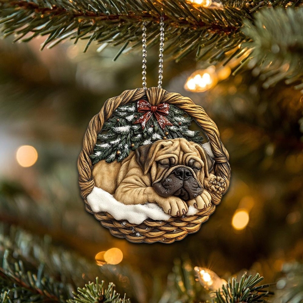 English Mastiff In Mini Baskets Ornament - MB028