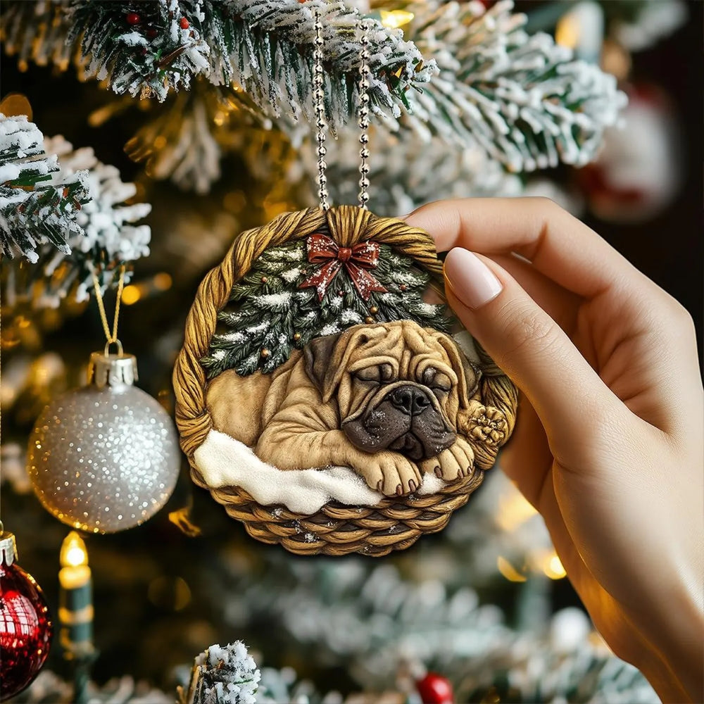 English Mastiff In Mini Baskets Ornament - MB028