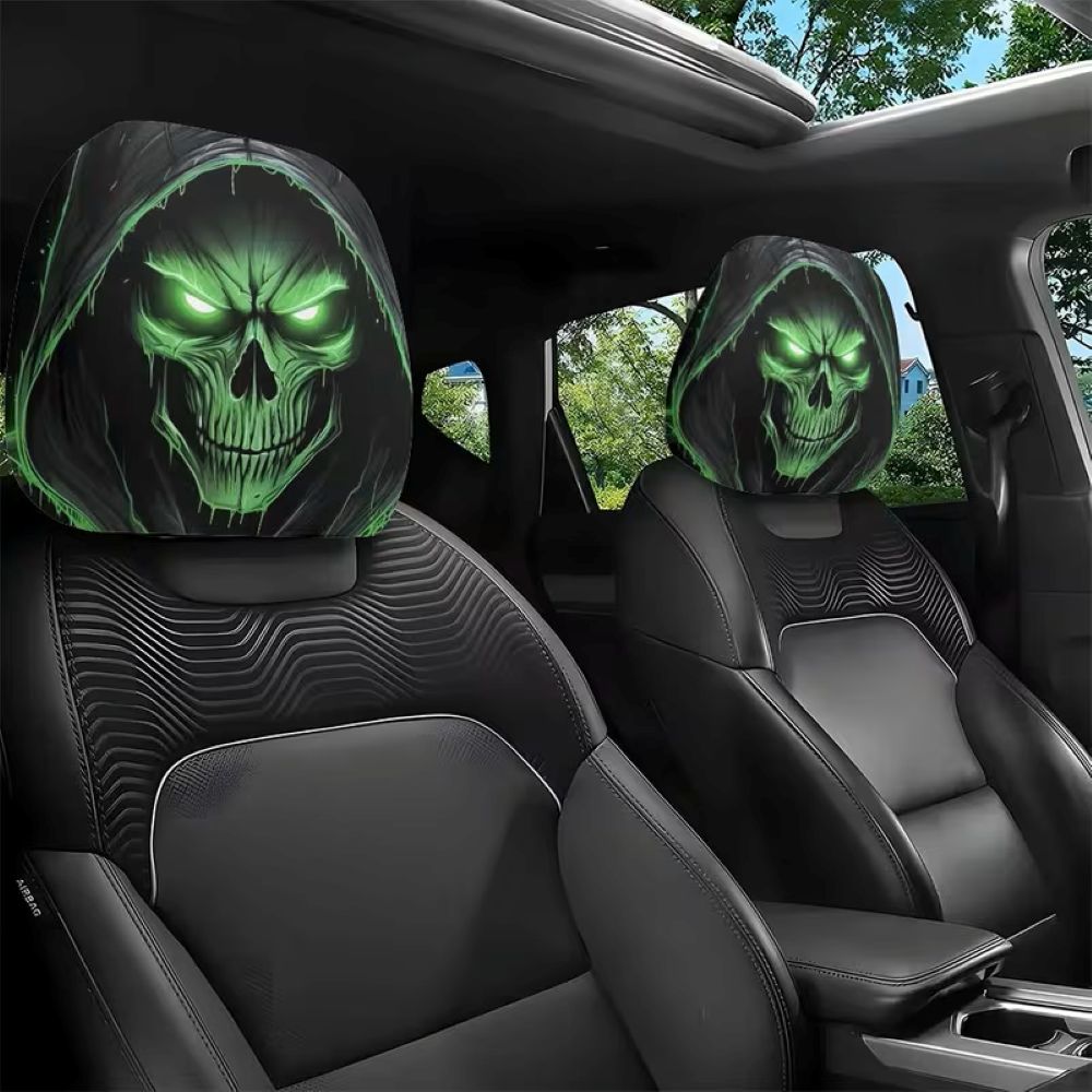 Funny Cartoon Car Headrest Covers – 2PCS Universal Fit
