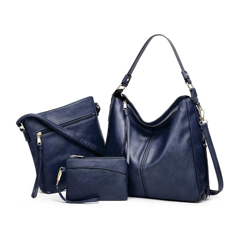 Luxury 3-Piece Leather Hobo Bag Set