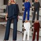 Elegant Layered Chiffon Top & Wide-Leg Pants Set