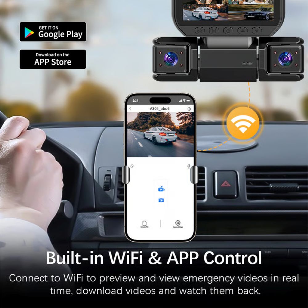 360° Car DVR WiFi 4Channels Dash Cam Video Recorder