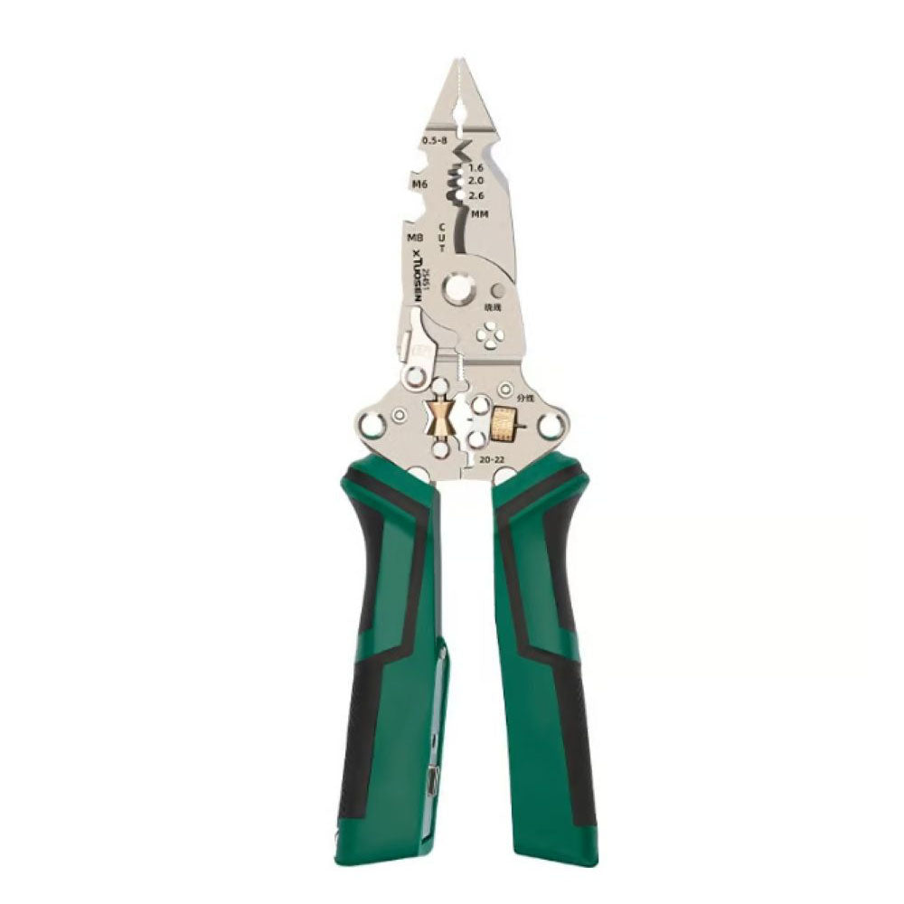 16 in 1 Wire Stripper Twister for Cutting and Pulling Wires,Cable Scissors,Voltage Tester Pliers, 12V to 250V Live,Null,Hot Wire Judgment AC DC, Audible and Flashing LED Alarms