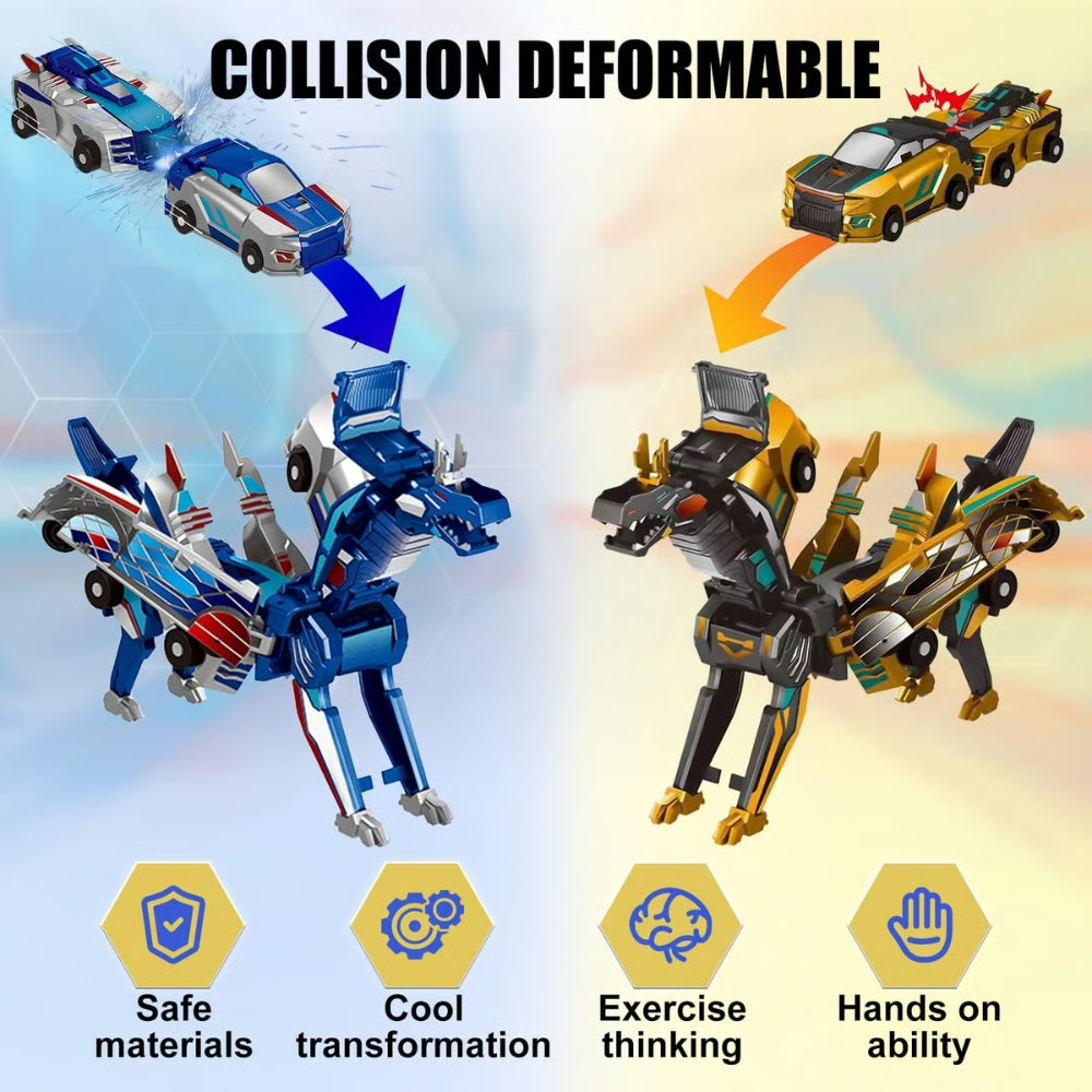 2-in-1 Transforming Dragon Car Toy with Collision Action