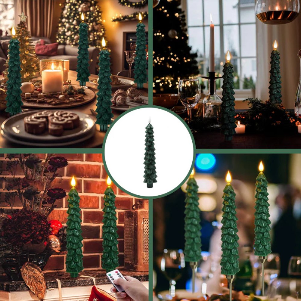 Christmas Tree LED Taper Candles Flickering with Remote Timer