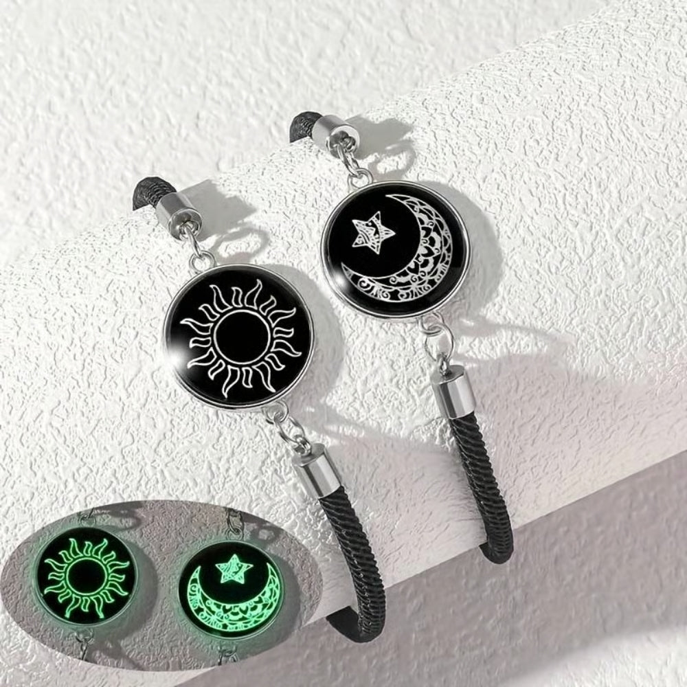 2-Pack Sun & Moon Bracelets – Luminous Couples Jewelry For Long-Distance Love