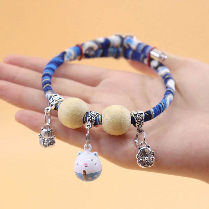 Lucky Kimono Cedar-Bead Pet Collar