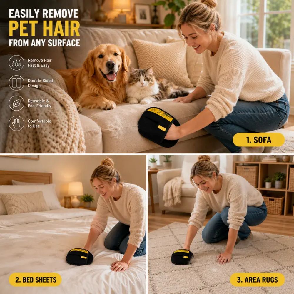 Pet Hair Remover Electrostatic Gloves for Cats & Dogs
