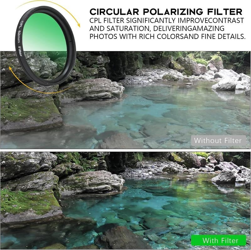 52mm Clip-0n CPL Phone CameraLens Filter Kit, Circular PolarizerPolarizing Filter Compatible with Mostcell phones
