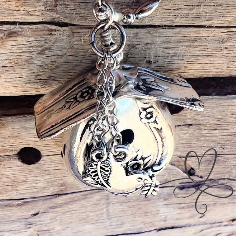 Birdhouse Sterling Silver Necklace - The 1951 "Magnolia" Silverware Birdhouse