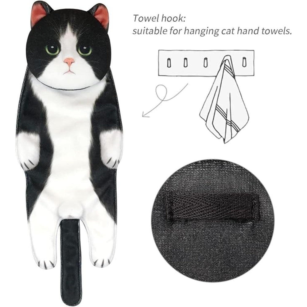 Adorable Cat Hand Towels - Tuxedo Cat