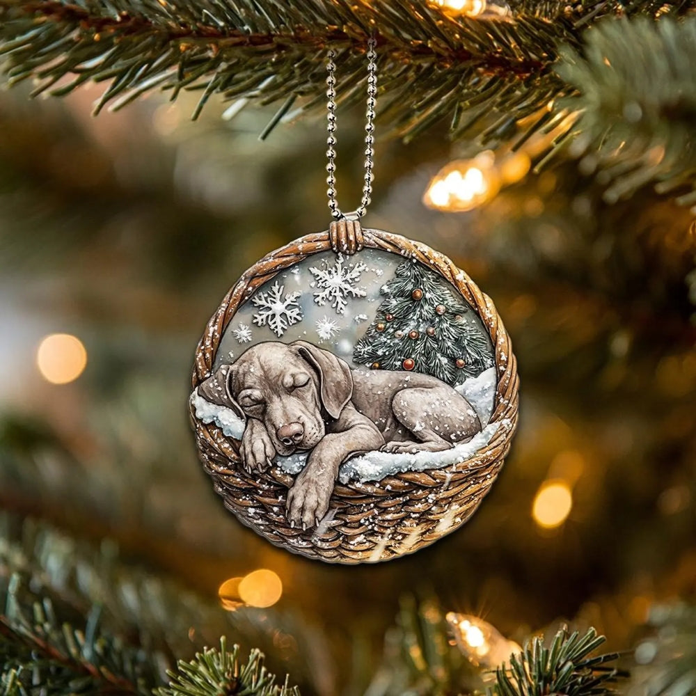 Weimaraner In Mini Baskets Ornament - MB033