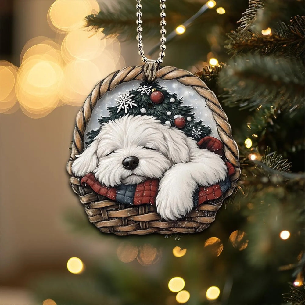 Old English Sheepdog In Mini Baskets Ornament - MB036