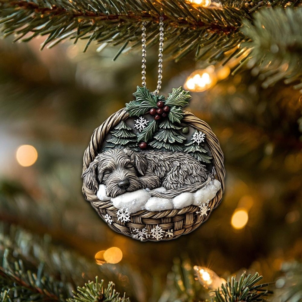 Irish Wolfhound Dog In Mini Baskets Ornament - MB038