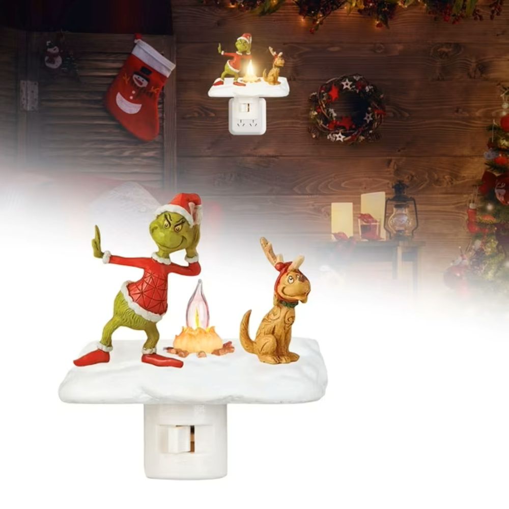 3D Elk Campfire Night Light – Christmas Flickering Flame Ambient Lamp