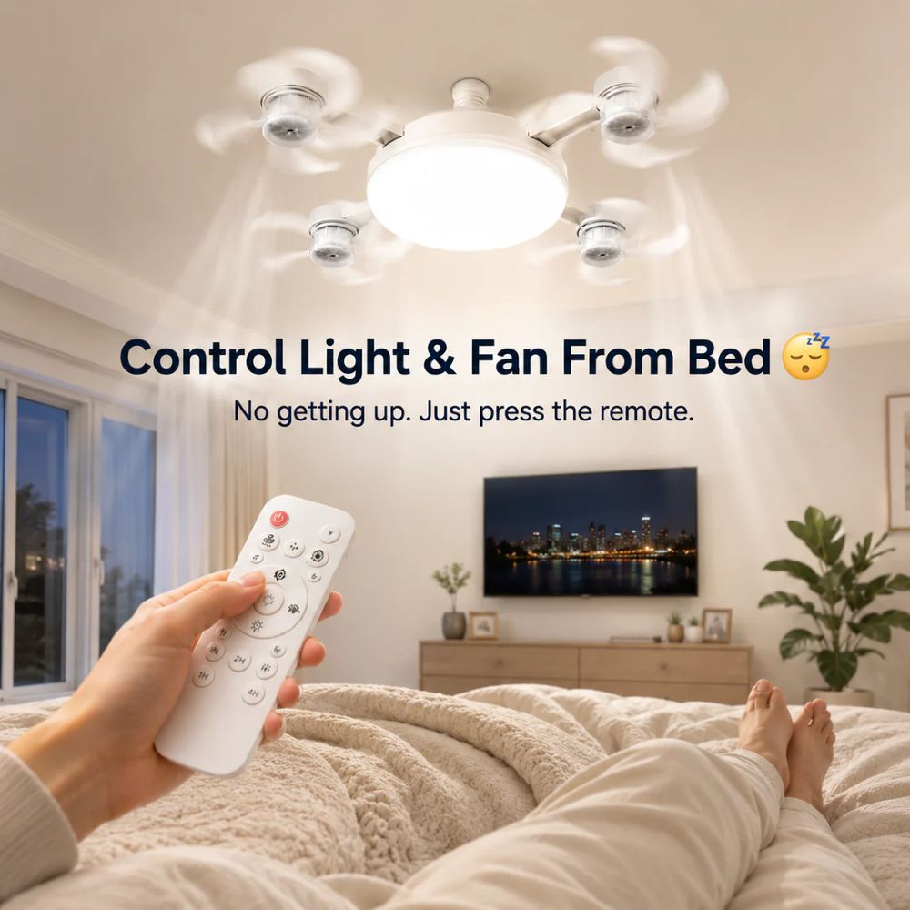 E27 Screw-In Ceiling Fan Light – 19.69" LED Cooling Fan with Remote for Hot Rooms