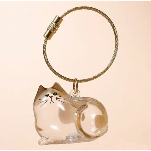 Calico Cat Hair Collector Keychain Charm Memorial Storage Box HC024
