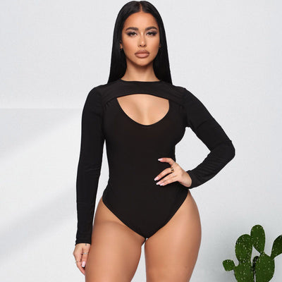 Cutout Front Long Sleeve Bodysuit