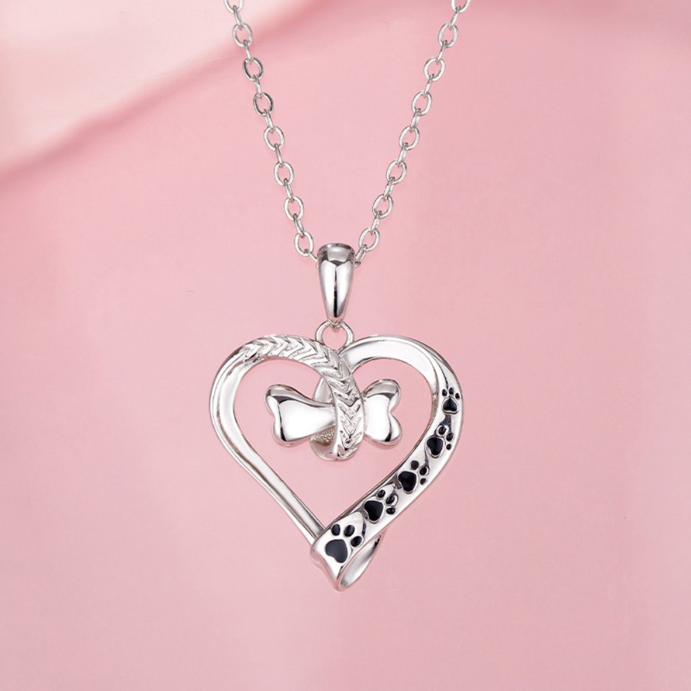 Bone Heart Paw Necklace