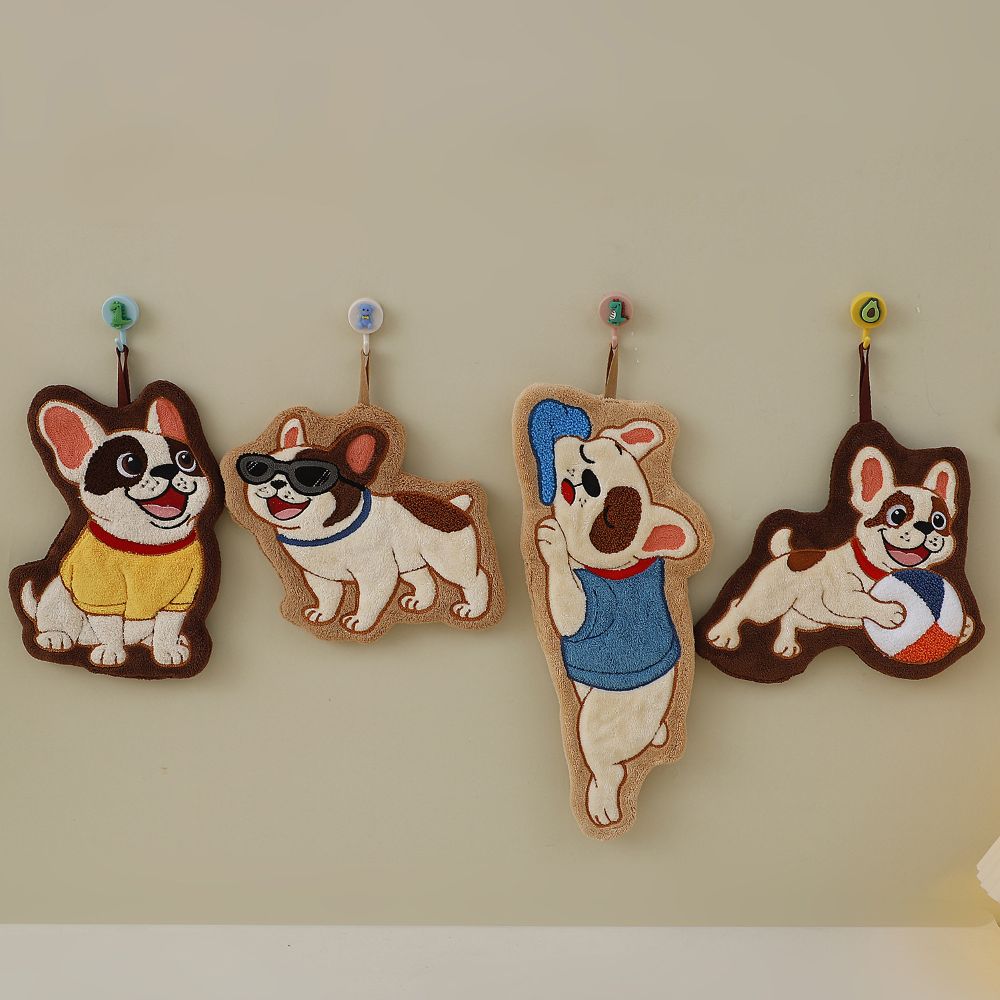Adorable Dog Hand Towels - Seated French Bulldog